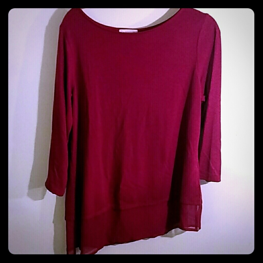 NWOT Dres Barn asymmetrical top with sheer bottom.
